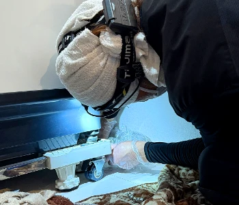 洗濯排水作業中